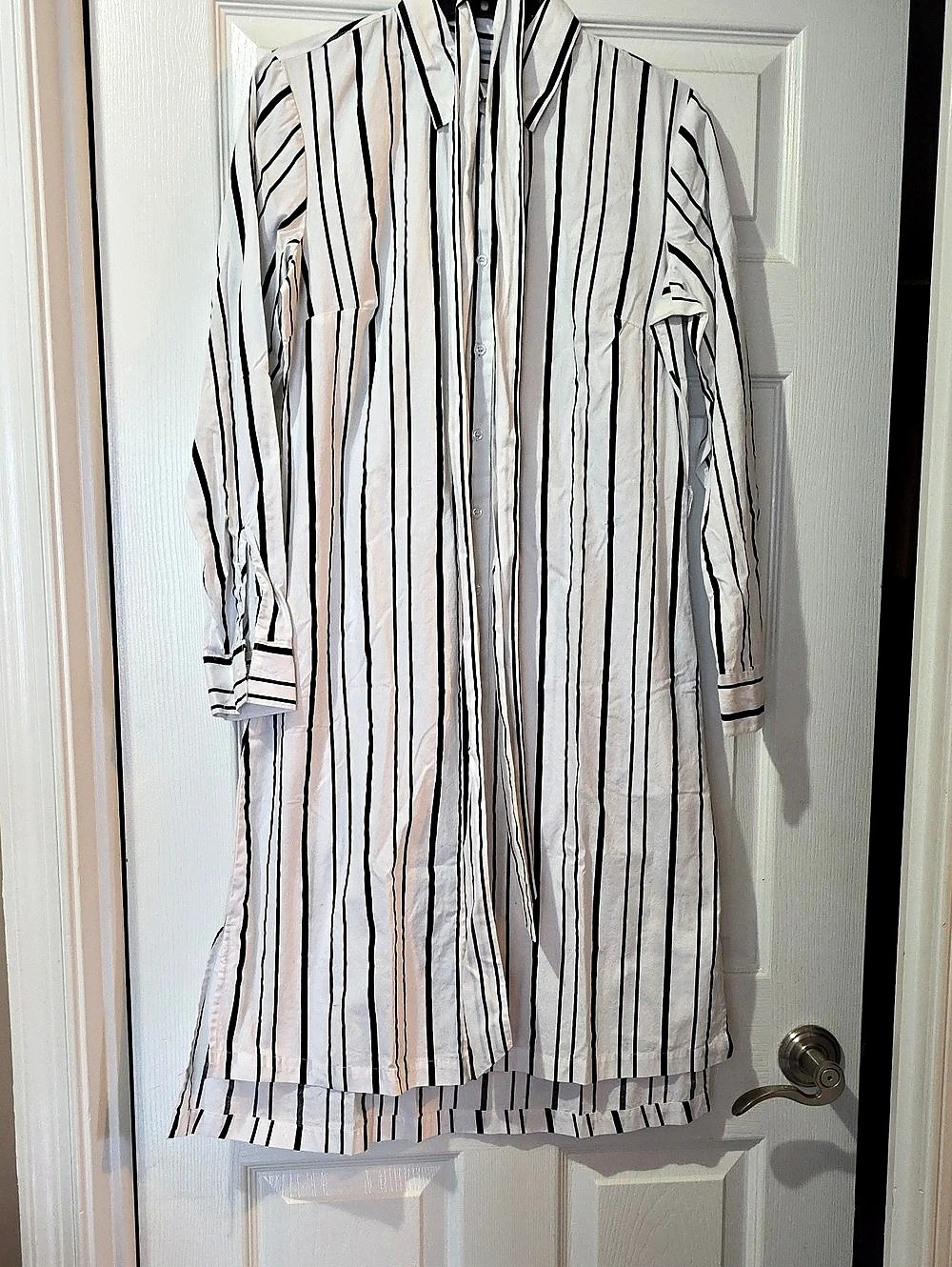 Striped Shirt Dress in White & Black Like New